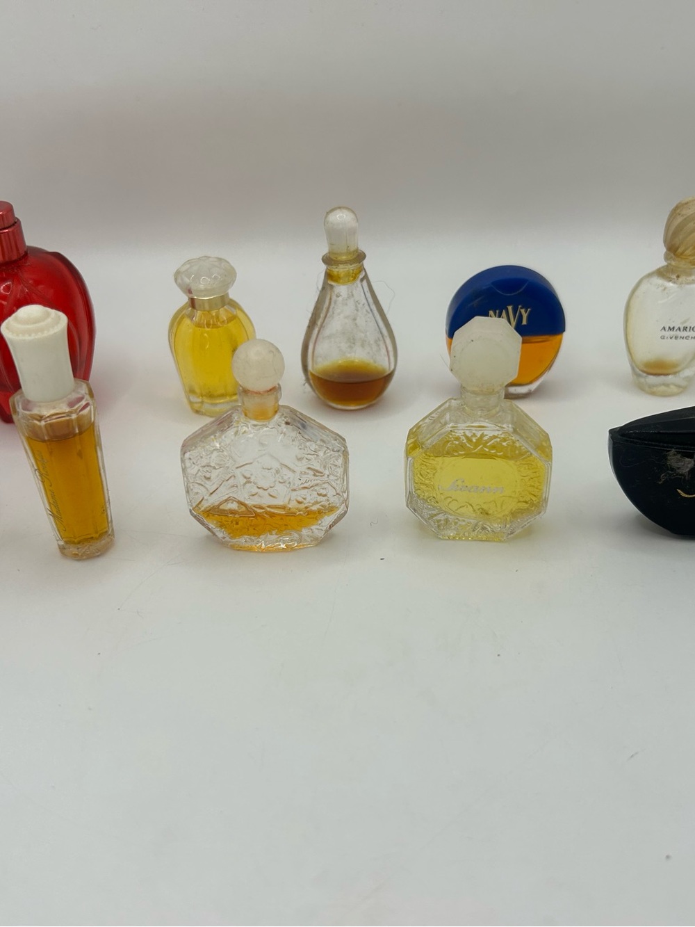 Lot of 10 vintage  Mini Glass Perfume Bottle Set - Amber & Clear